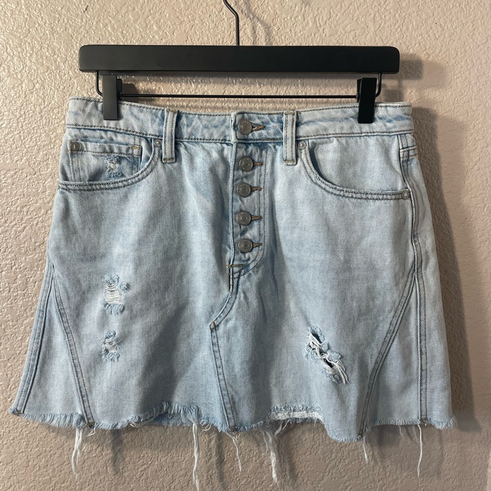 Free people mini washed denim skir